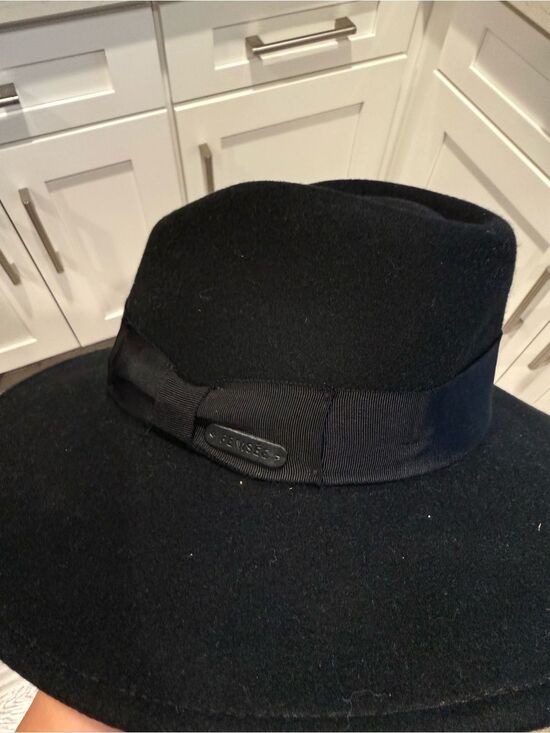 Femsee Black Wide Brim Wool Fedora Hat main image 4